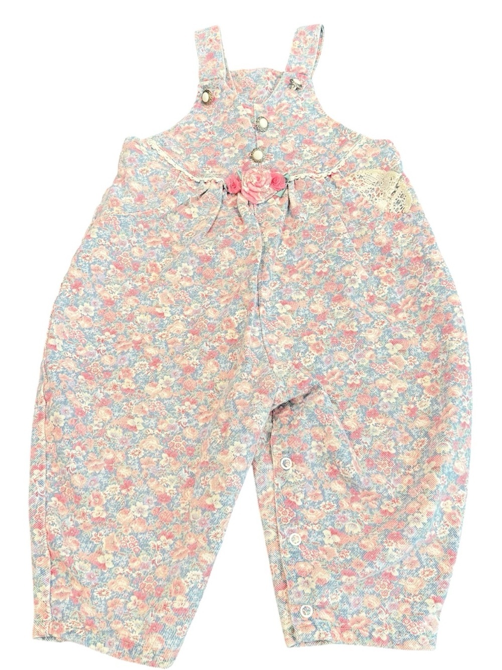 Vintage Buster Brown 18 month baby girl bubble romper jumpsuit floral 90s